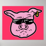Biker Pig Poster