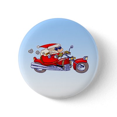 Biker Santa Pinback Button by gnurf