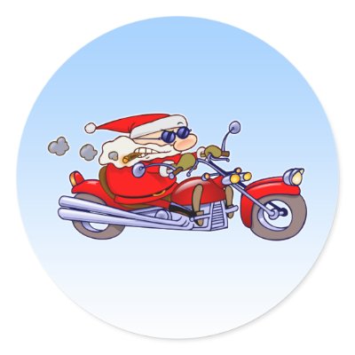 Biker Santa Sticker by gnurf