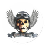 Biker Skull A Round Stickers