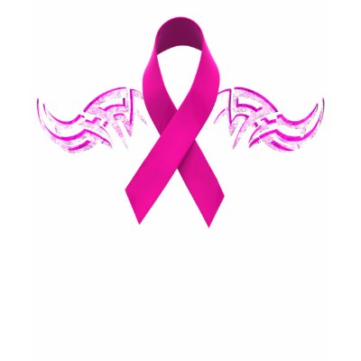 Biker tribal angel wings with the pink ribbon for National Breast Cancer