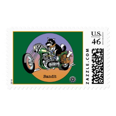 Bikers are Animals © - Bandit Postage Stamp by pjamiol