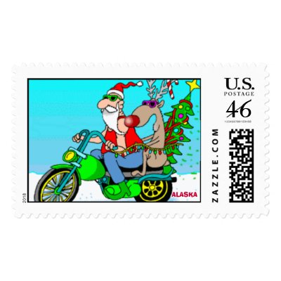 bikersanta2, ALASKA Postage Stamps by Slanamoose
