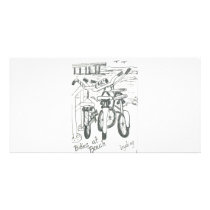Bikes at beach photo card