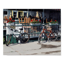 Bikes at cafe print by DiscoverAmerica Bikes at cafe print