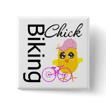 Biking Chick Pinback Buttons
