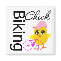 Biking Chick Fridge Magnets