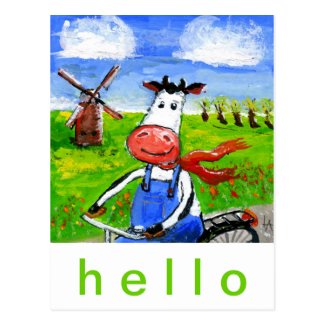 Biking Cow Postcard