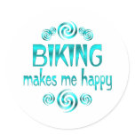 Biking Makes Me Happy Round Stickers