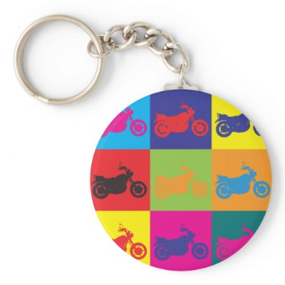 Biking Pop Art Key Chains by sciencewillprevail