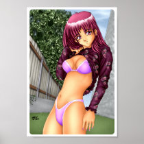 Bikini Anime Girl Print