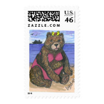 Bikini Bear at the Beach postage