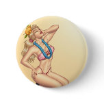 Bikini Blond Pin-up Girl with Flowers by Al Rio