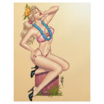 Bikini Blond Pin-up Girl with Flowers by Al Rio Personalized Flyer