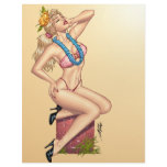 Bikini Blond Pin-up Girl with Flowers by Al Rio Custom Letterhead