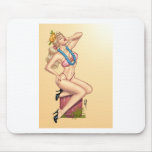 Bikini Blond Pin-up Girl with Flowers by Al Rio Mousepads
