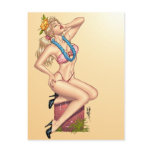 Bikini Blond Pin-up Girl with Flowers by Al Rio Post Card