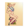 Bikini Blond Pin-up Girl with Flowers by Al Rio Post Card