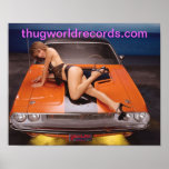 bikini model on top of car poster