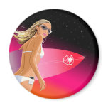 Bikini_Surfboard Fridge Magnet