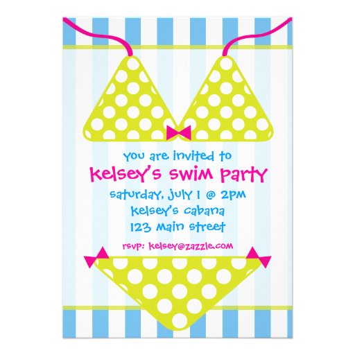 Bikini Swimsuit Swim Pool Party Invitations (front side)