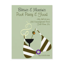 Bikinis and Martinis Pool Party Invitation Postcard
