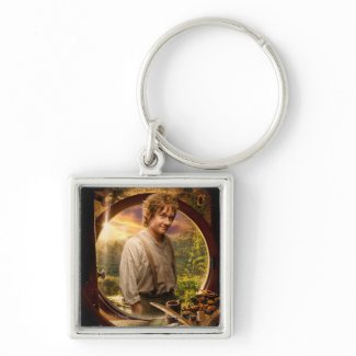 Bilbo in Shire Collage Keychain