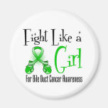 Bile Duct Cancer Cool Retro Fight Like a Girl Fridge Magnet