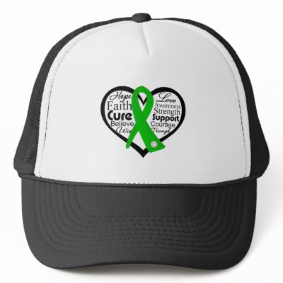 Bile Duct Cancer Heart Ribbon Collage Hats by cancerapparel