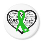 Bile Duct Cancer Heart Ribbon Collage Magnets