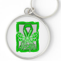 Bile Duct Cancer Hope Butterfly Portrait Keychain