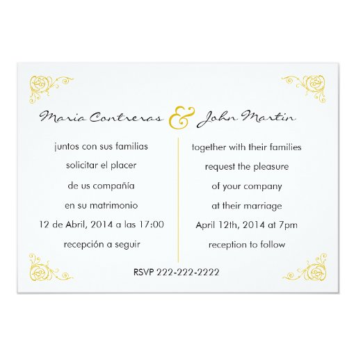 Bilingual English Spanish Wedding Invitation Zazzle