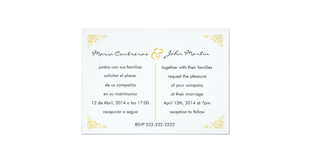 Bilingual English Spanish Wedding Invitation | Zazzle