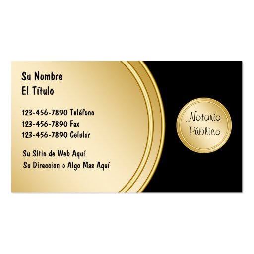 Bilingual Notary Business Cards (back side)