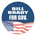 BILL BRADY FOR GOVERNOR ROUND STICKER