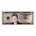 Bill Clinton $3 Bill Poster posters