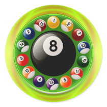 BILLARD BALLS ROUND STICKERS
