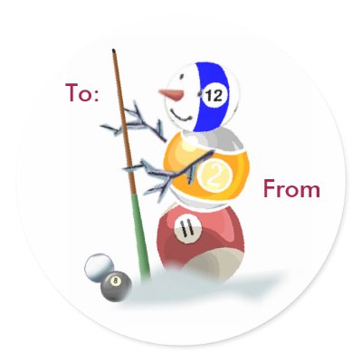 Billards Snowman Christmas Package Stickers by TheSportofIt