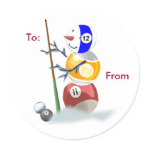 Billards Snowman Christmas Package Stickers by TheSportofIt Billards Snowman Christmas Package Stickers