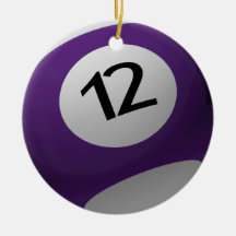 BILLIARD  BALL CHRISTMAS ORNAMENT 12 (TWELVE) PURP
