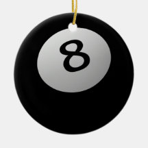 BILLIARD  BALL CHRISTMAS ORNAMENT 8 (eight) BLACK
