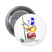 Billiard Ball Snowman Christmas Buttons