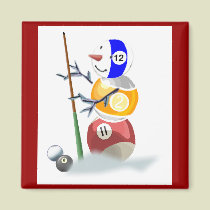Billiard Ball Snowman Christmas magnets
