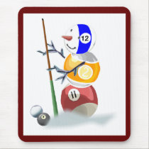 Billiard Ball Snowman Christmas mousepads