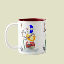 Billiard Ball Snowman Christmas mugs