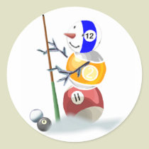 Billiard Ball Snowman Christmas stickers