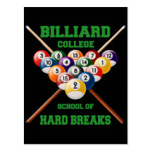 BILLIARD COLLEGE SCHOOL OF HARD BREAKS POST CARD