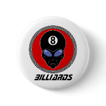 Billiard Head Alien Pinback Button