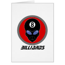 Billiard Head Alien Greeting Cards