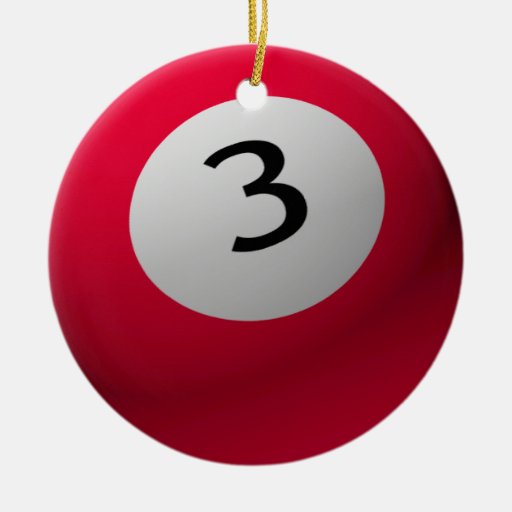 BILLIARD / POOL BALL CHRISTMAS ORNAMENT 3 (THREE) Zazzle